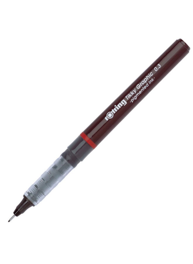 Rotring Tikky Fine Liner Fiber Tip Graphic Pen, 0.3 mm, Black Ink (1904753) - Image 1