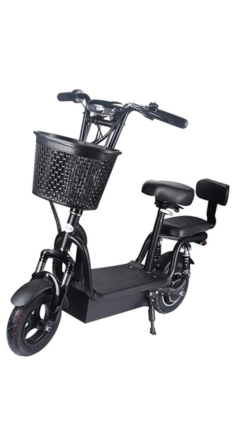 limodo Electric Kick scooter black for Adults with Front Basket, Double Seats, Max Speed 40 KM/H Range 25-40 KM, 10-inch Wheels - Image 1