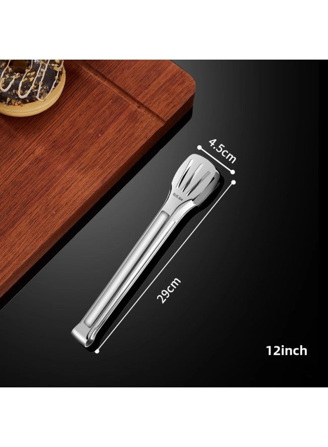 Stainless Steel Food Clips, Buffet Clips, Braised Vegetable Clips, Commercial Thickeneded Vegetable-sharing Special Public Clips, Food Clips-Color:12inch True Color Three-wire Clamp (304)  - Image 1