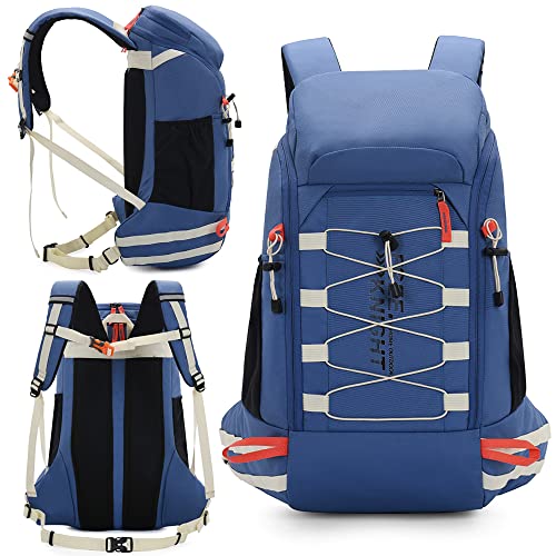 Bseash 40L Waterproof Hiking Camping Backpack with Rain Cover, Outdoor Sport Travel Daypack Rucksack for Skiing Cycling (Blue) - Image 2