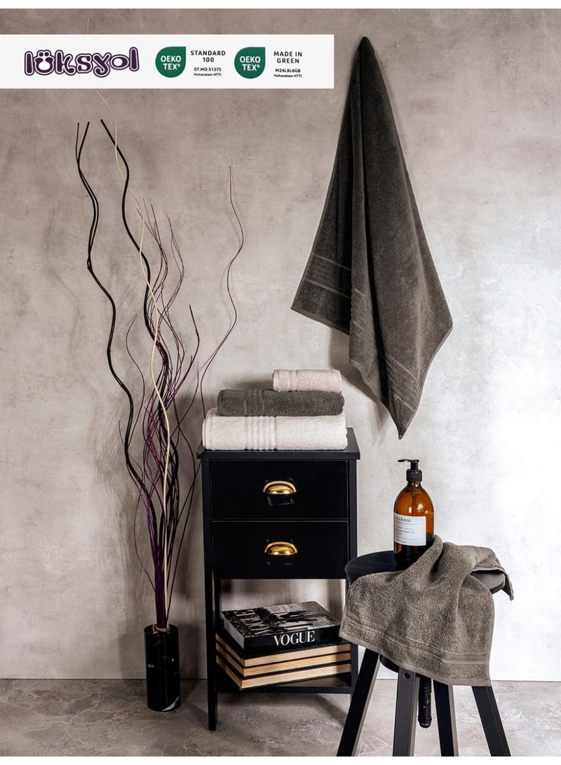 لوكسيول طقم مناشف فاخرة من لوكسيول - 100٪ قطن تركي نقي - وزن 600 GSM - ناعم جداً وذو امتصاص عالي - طقم 6 قطع (2 منشفة حمام 140×70، 2 منشفة يد 50×90، 2 منشفة وجه 50×30) - جودة فندقية فاخرة ومناسبة للمنتجعات - تصميم أنيق وعصري - معتمد من أوكو-تكس (صنع بطريقة مستدامة ومعيار 100) - رمادي - منشفة مثالية للاستخدام اليومي أو لضيوفك أو للهدايا - ناعمة على البشرة ولا تتلاشى ألوانها مع الغسيل - قابلة للغسل بالغسالة وتدوم طويلاً - فخامة ملموسة في كل مرة تستخدمها فيها - طقم مناشف عملي وأنيق يناسب المنزل أو السفر أو النادي الصحي - مناشف لوكسيول مصممة لتجمع بين الجودة العالية والأناقة - Image 2