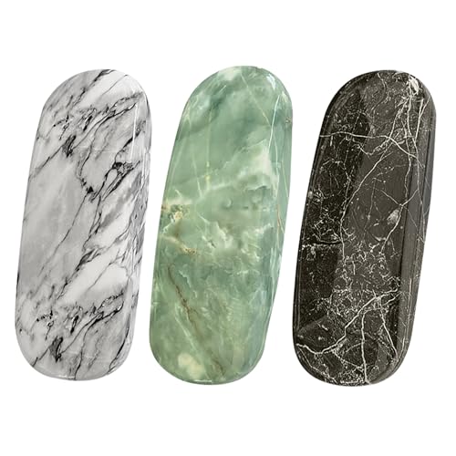 HSYMQ 3 Pcs Eyeglass Case Hard Shell, Unisex Hard Glasses Case, Simple Large Protable Eyeglasses Cases for Man and Woman with Marble Painted Patterns - Image 1