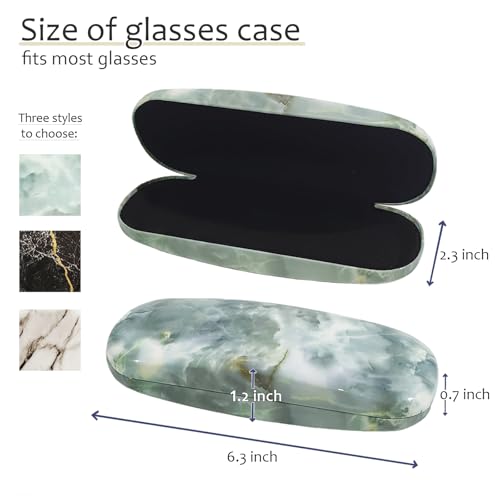 HSYMQ 3 Pcs Eyeglass Case Hard Shell, Unisex Hard Glasses Case, Simple Large Protable Eyeglasses Cases for Man and Woman with Marble Painted Patterns - Image 2