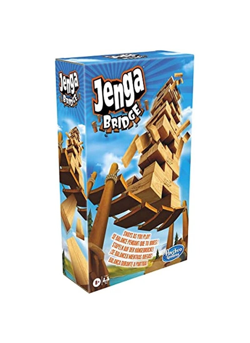 Jenga Bridge Wooden Block Stacking Tumbling Tower Game for Kids Ages 8 and Up, 1 or More Players
