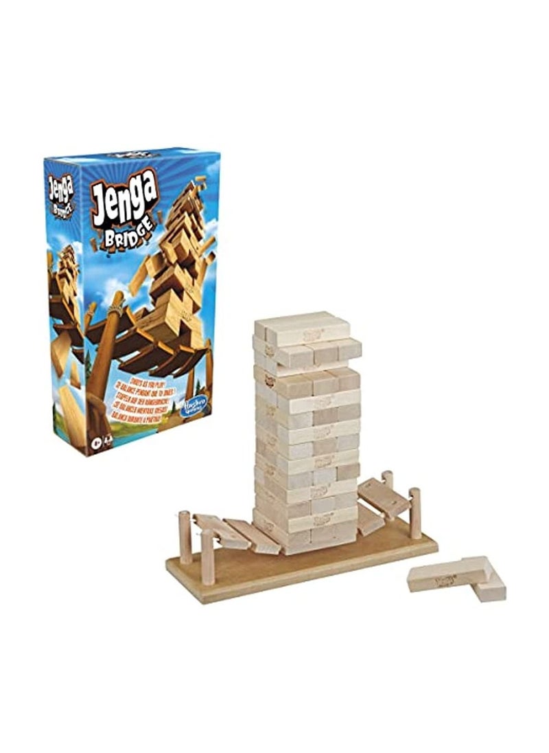 Jenga Bridge Wooden Block Stacking Tumbling Tower Game for Kids Ages 8 and Up, 1 or More Players