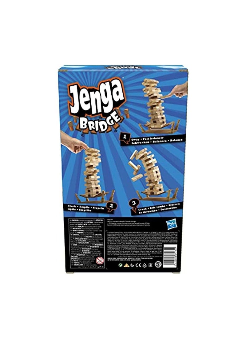 Jenga Bridge Wooden Block Stacking Tumbling Tower Game for Kids Ages 8 and Up, 1 or More Players