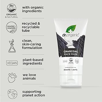 dr.organic Dr Organic Charcoal Face Mask Cleansing For Acne Clearing Skin Oily Problem Skin Natural Vegan CrueltyFree Paraben SLSFree Recycled Recyclable Organic 125ml Packaging may vary - Image 4