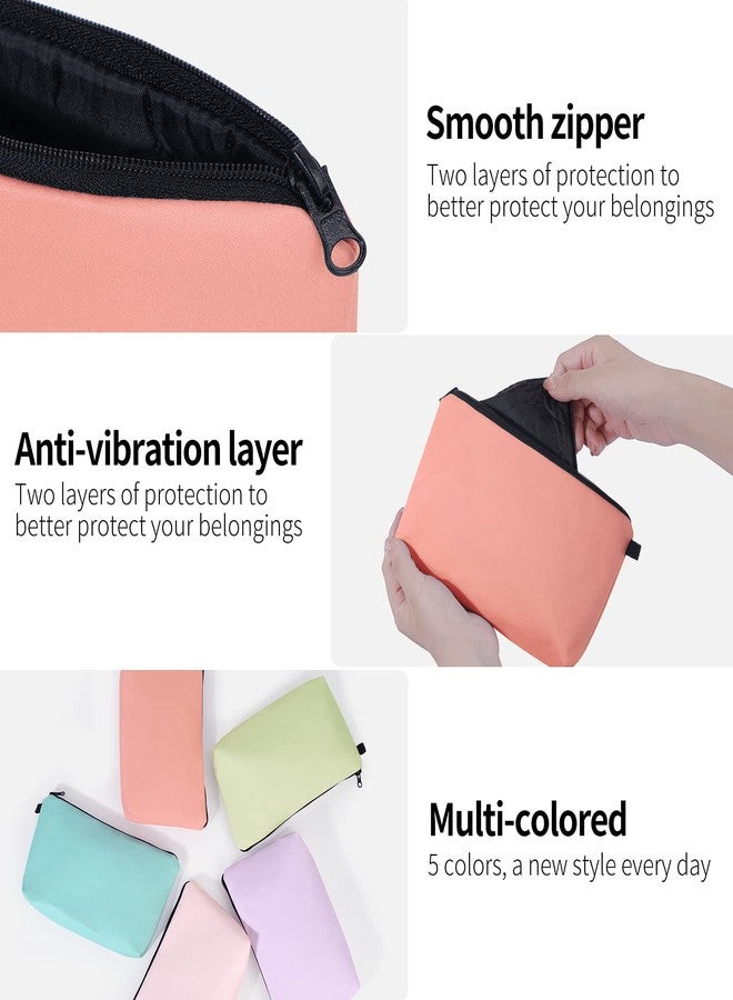 MAGEFY 5 PCS Makeup Bag Large Makeup Pouch Small Makeup Bags for Purse Travel Cosmetic bag for Women Solid Color - Image 4