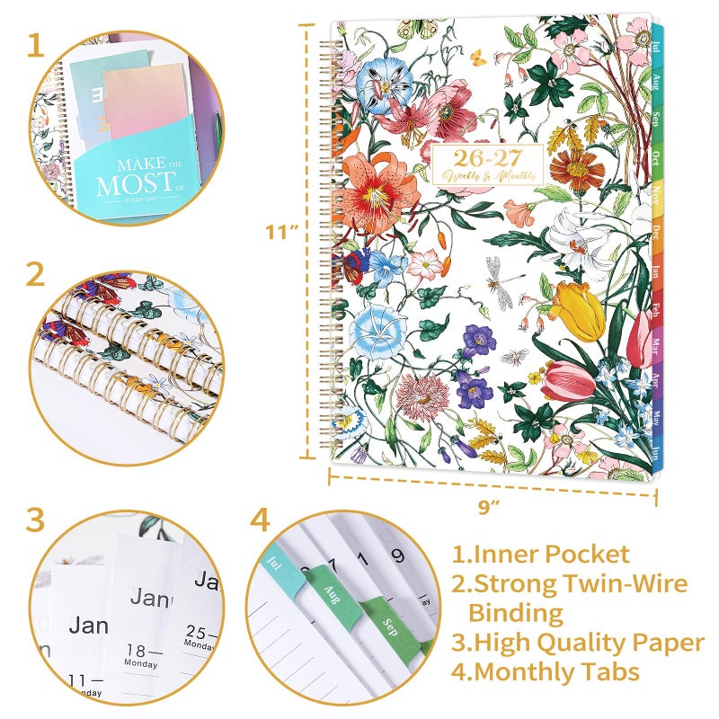 Lortarl Planner 2026-2027 - 2026-2027 Planner Weekly and Monthly from Jul. 2026 - Jun. 2027, Academic Planners with Colorful Tabs and Inner Pocket, 8.5" x 11" - Image 3
