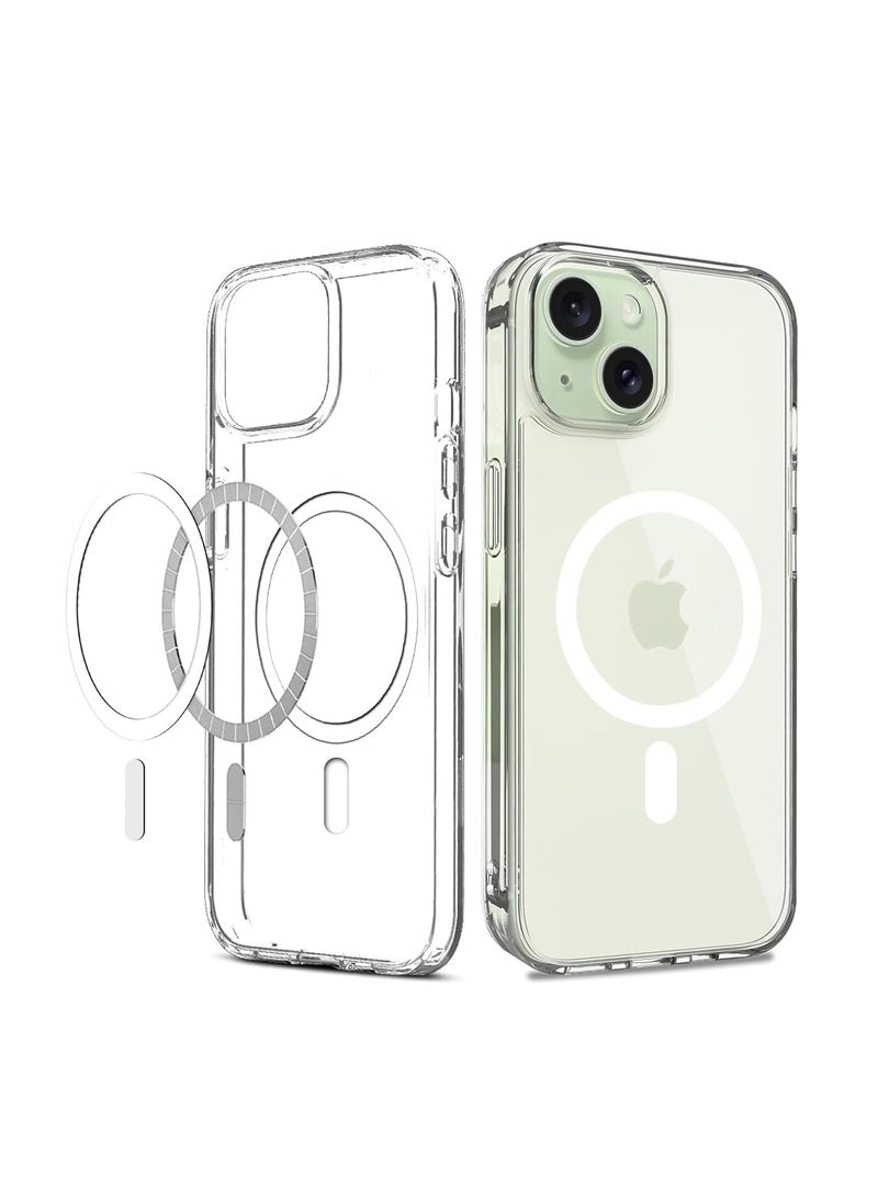 DUSALA IPhone 15 Clear Magnetic Cover, MagSafe Compatible, Hybrid Protective, Crystal Clear Back Case, Shockproof Silicone Frame, Slim Transparent Case (iPhone 15) - Image 1