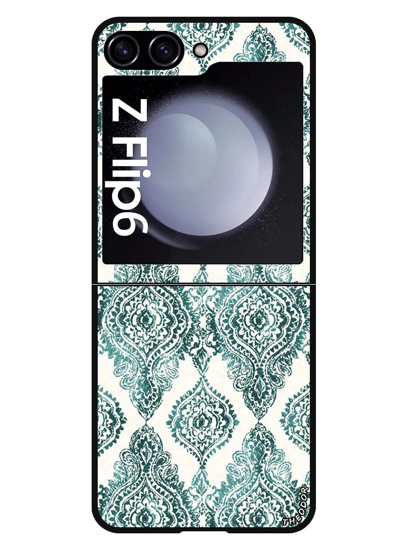 Theodor Protective Case Anti Scratch Shock Proof Bumper Cover For Samsung Galaxy Z Flip 6 Green Pattern - Image 1