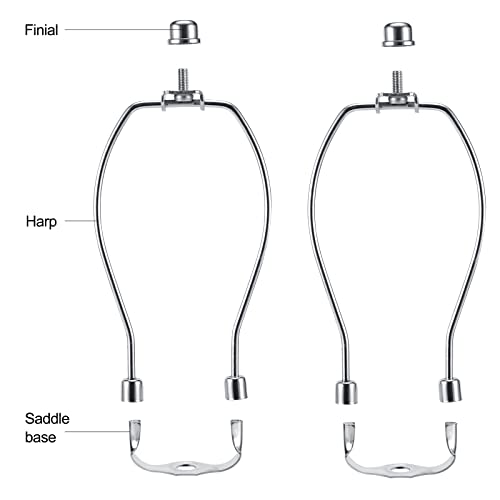 Saangseon 6 Inch Lamp Harp Kits, Nickel Finish, 3/8” Saddle Base Holes, Light-Duty, Pack of 2 Replacements for Table Lamp DIY Shade Holders (Not for Standard Bulb) - Image 3