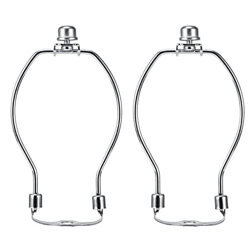 Saangseon 6 Inch Lamp Harp Kits, Nickel Finish, 3/8” Saddle Base Holes, Light-Duty, Pack of 2 Replacements for Table Lamp DIY Shade Holders (Not for Standard Bulb) - Image 1