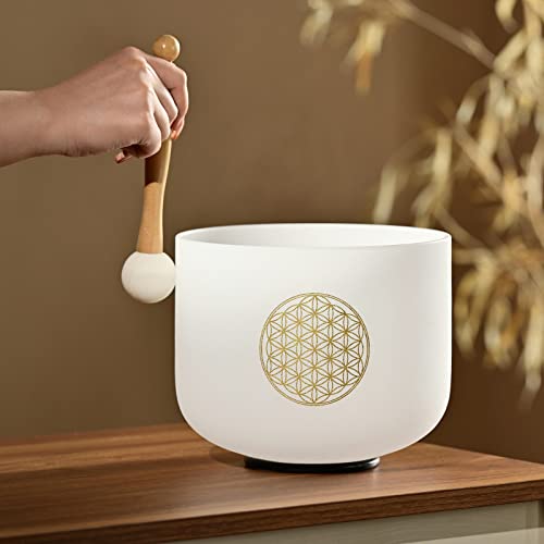 CVNC 528HZ C Note 8 Inch Flower Of Life Crystal Singing Bowl Meditation Sound Bath Sound Healing Chakra Singing Bowl - Image 5