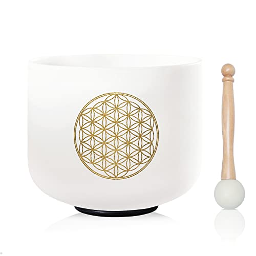 CVNC 528HZ C Note 8 Inch Flower Of Life Crystal Singing Bowl Meditation Sound Bath Sound Healing Chakra Singing Bowl - Image 1