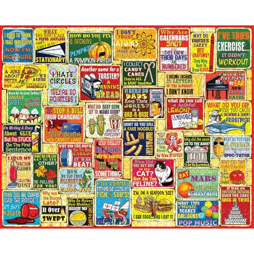 White Mountain 1000 Piece Puzzle Fun Collage Jigsaw Puzzles Gift for Adults Family and Grandparents - Dad Jokes - Image 3