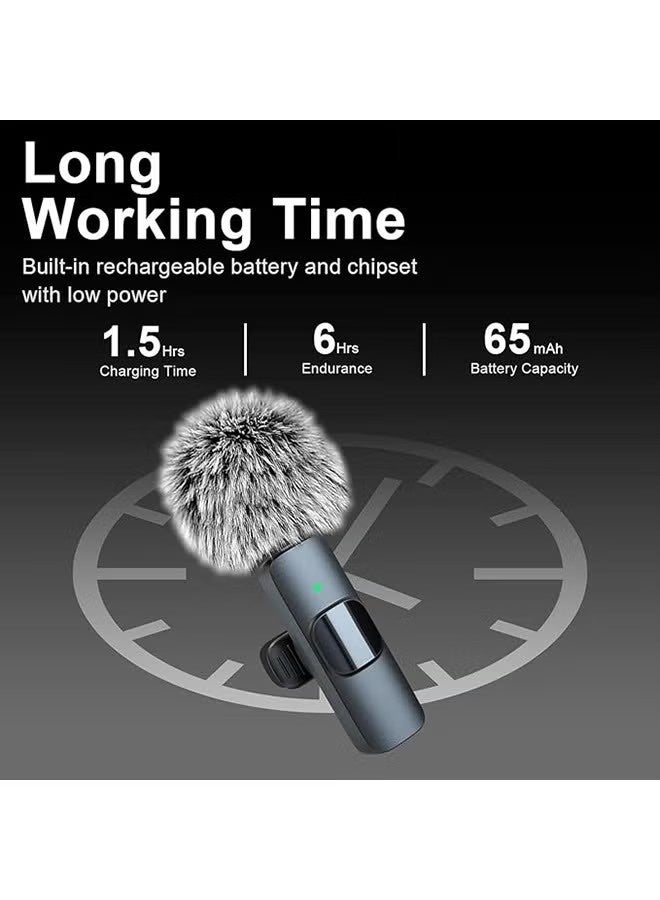 إكس ليفيل ميكروفون لافاليير لاسلكي لأجهزة iPhone والهواتف من النوع C، ميكروفون لاسلكي سهل التوصيل والتشغيل مزود بميكروفونين لهواتف Android وiPhone بمنفذ USB-C، تسجيل الفيديو - المقابلات - مدونة الفيديو - المزامنة التلقائية وتقليل الضوضاء - Image 4