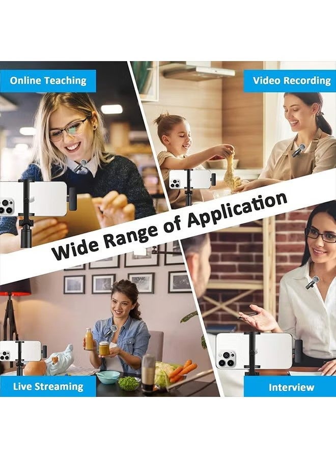 إكس ليفيل ميكروفون لافاليير لاسلكي لأجهزة iPhone والهواتف من النوع C، ميكروفون لاسلكي سهل التوصيل والتشغيل مزود بميكروفونين لهواتف Android وiPhone بمنفذ USB-C، تسجيل الفيديو - المقابلات - مدونة الفيديو - المزامنة التلقائية وتقليل الضوضاء - Image 5