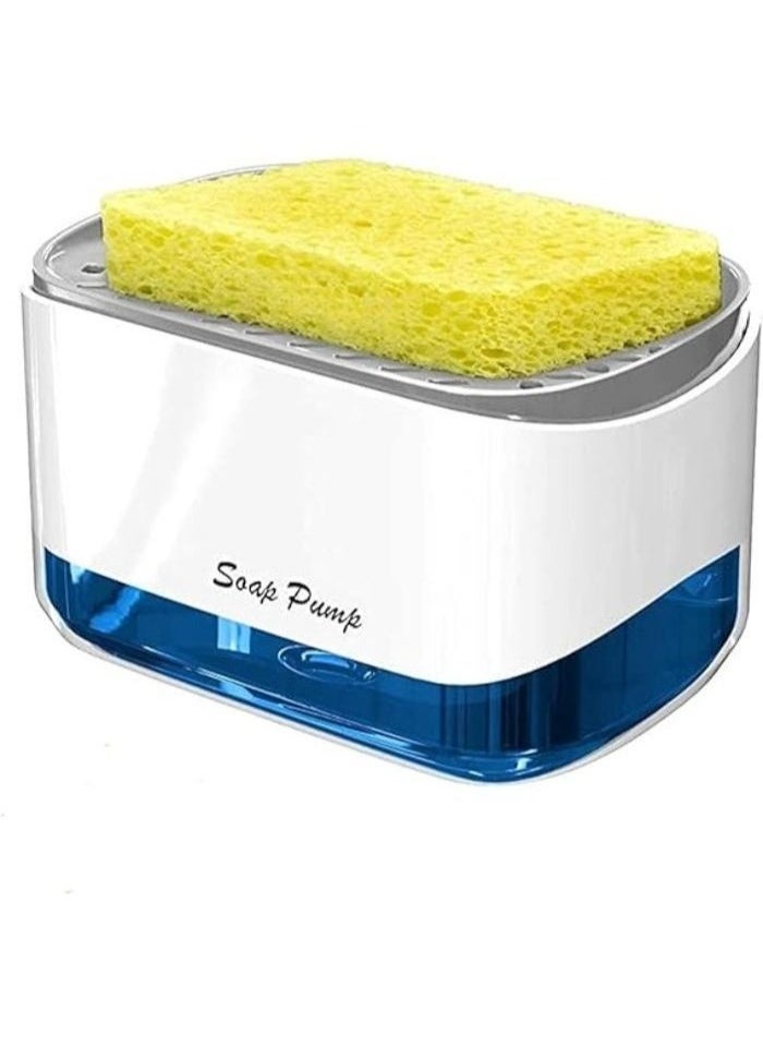FALMER Modern Soap Dispenser and Sponge Holder for Kitchen Sink, 2 in 1 Dishwashing Soap Dispenser Tray, Countertop Soap Dispenser, Sponge Tray, Easy to Fill, Durable, Anti-Slip Base  - Image 1