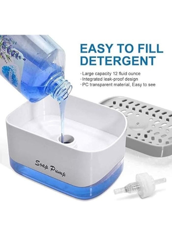 FALMER Modern Soap Dispenser and Sponge Holder for Kitchen Sink, 2 in 1 Dishwashing Soap Dispenser Tray, Countertop Soap Dispenser, Sponge Tray, Easy to Fill, Durable, Anti-Slip Base  - Image 3