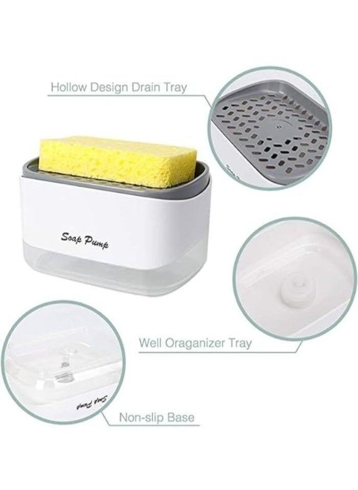 FALMER Modern Soap Dispenser and Sponge Holder for Kitchen Sink, 2 in 1 Dishwashing Soap Dispenser Tray, Countertop Soap Dispenser, Sponge Tray, Easy to Fill, Durable, Anti-Slip Base  - Image 5