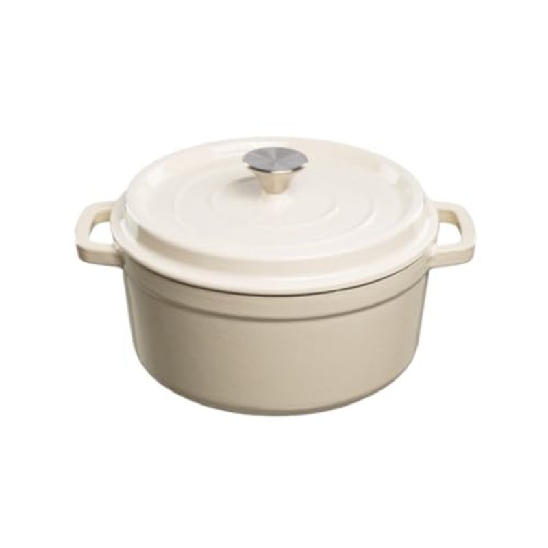 Cast Iron Casserole Pot - Enamelled Cast Iron Pot with Lid and Wide Handles for Kitchen, Baking, Stewing, Known for Longevity and Durability, Capacity 3.5 L, White - Image 1