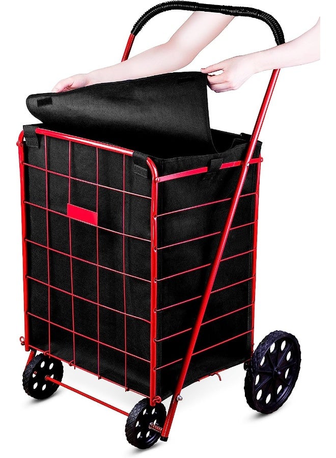 Handy Laundry Shopping Cart Liner, 18" X 15" X 24", Square Bottom, Fits Standard Shopping Cart, Cover And Adjustable Straps For Easy Secure Attachment, Made From Waterproof Material, Black - Image 2