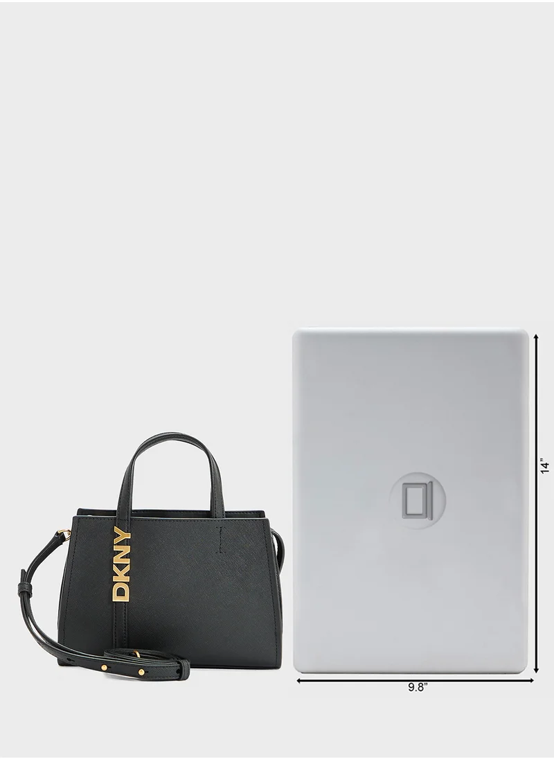 DKNY Avril Logo Top Handle Zip Through Satchels