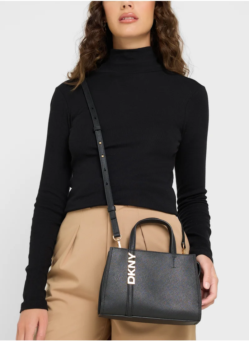 DKNY Avril Logo Top Handle Zip Through Satchels