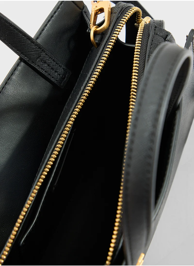 DKNY Avril Logo Top Handle Zip Through Satchels