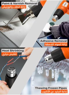 LAWAZIM Heavy Duty Heat Gun 2000W Hot Air Gun Kit Variable Temperature Control with 2-Temp Settings 4 Nozzles（350℃- 600℃）with Overload Protection for Crafts, Shrinking PVC, Stripping Paint, 4-Piece Nozzles  - Image 3