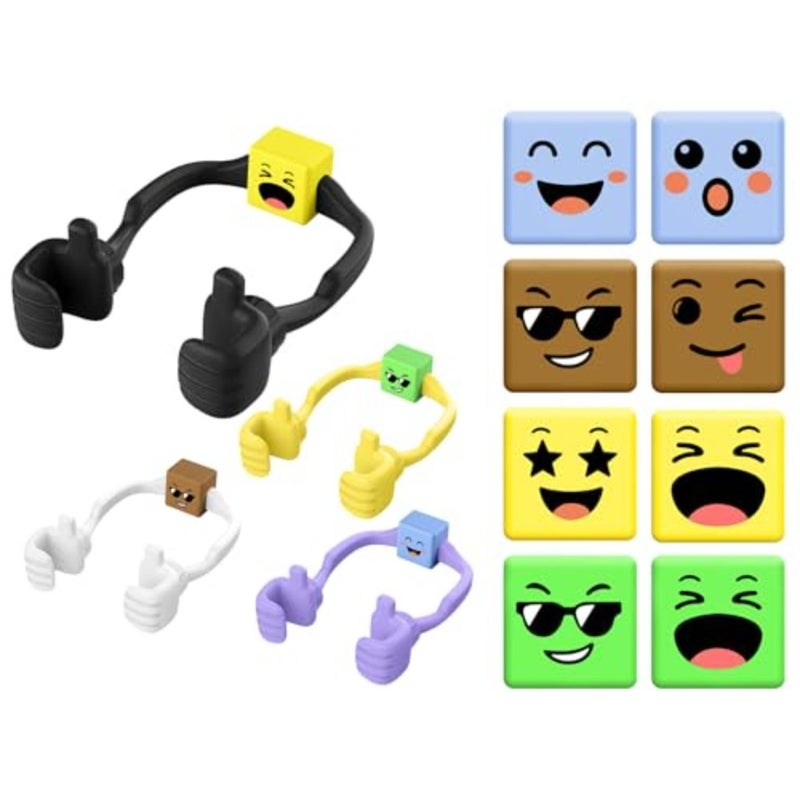4 Pack Thumbs Lazy Cell Phone Stand and 4 Pack Mood Moves Cubes Stocking Stuffers for Teens Girls Boys Gifts Phone Holder for Desk Cool Gadgets Birthday Gifts for Women Men Teenage Adults Wife - Image 1