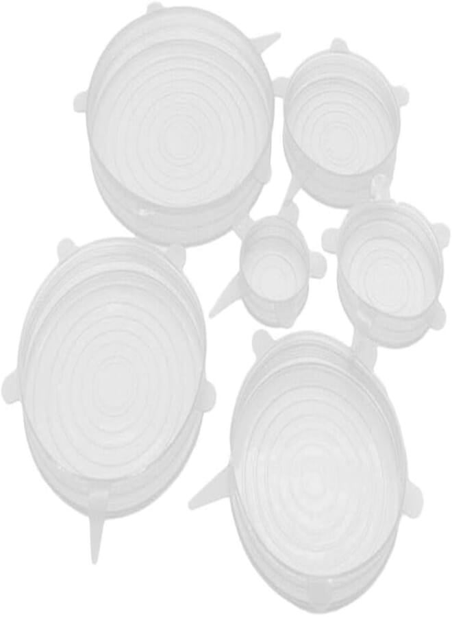 6pcs Stretch Silicone Lids Clear Airtight Food Storage Covers Reusable Bowl Cover (Transparent)