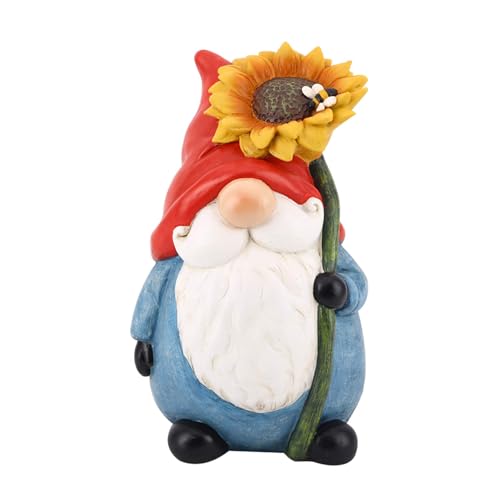 TZSSP Outdoor Garden Gnome Statue Statuary with Yellow Sunflower for Patio,Lawn,Garden Decoration - Image 1