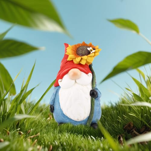 TZSSP Outdoor Garden Gnome Statue Statuary with Yellow Sunflower for Patio,Lawn,Garden Decoration - Image 5