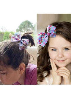 JoJo Siwa Hair Bows Clips 6 Pieces/Set Siwa Rainbow Printed Knot Ribbon Bow For Girls Handmade Boutique Hair Clip Children Hair Accessories (B)  - Image 5