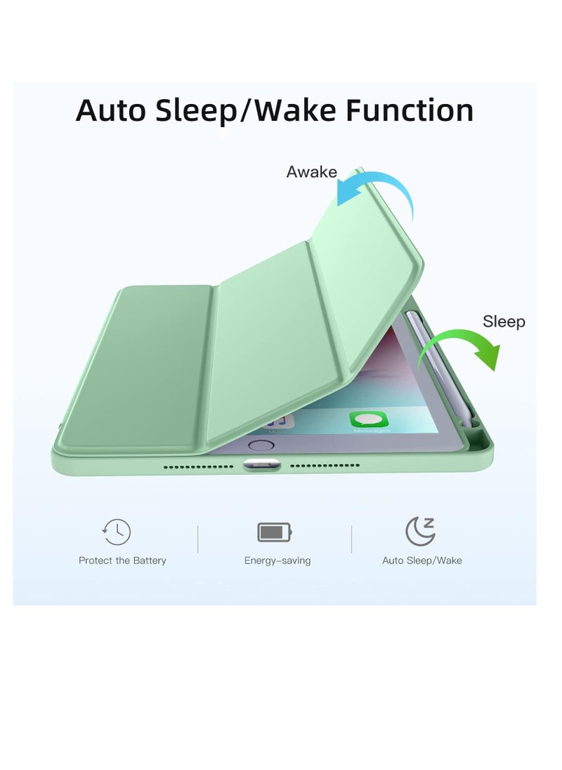 EVO Case Compatible with iPad(2021/2020/2019), Full Body Protective with Pencil Holder, Clear Case Designed for iPad 10.2 Inch, Auto Sleep or Wake Cover, Mint Green  - Image 4