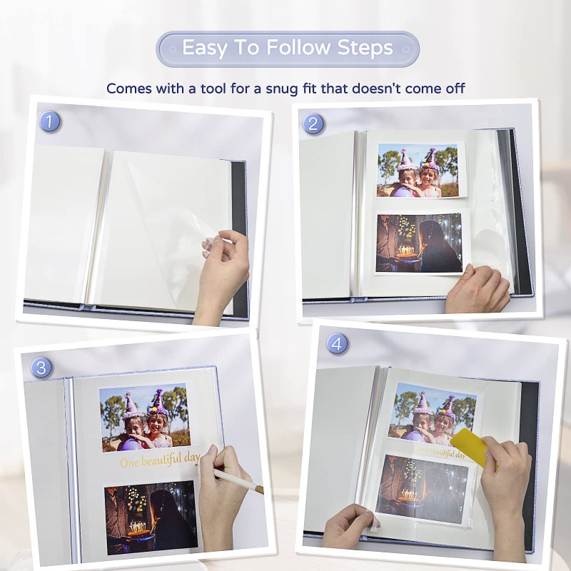 Popotop Large Photo Album Self Adhesive 4x6 5x7 8x10 Scrapbook Album DIY Picture Book Gifts for Mom Family Baby and Wedding with Metal Pen and Plastic Board - Image 4