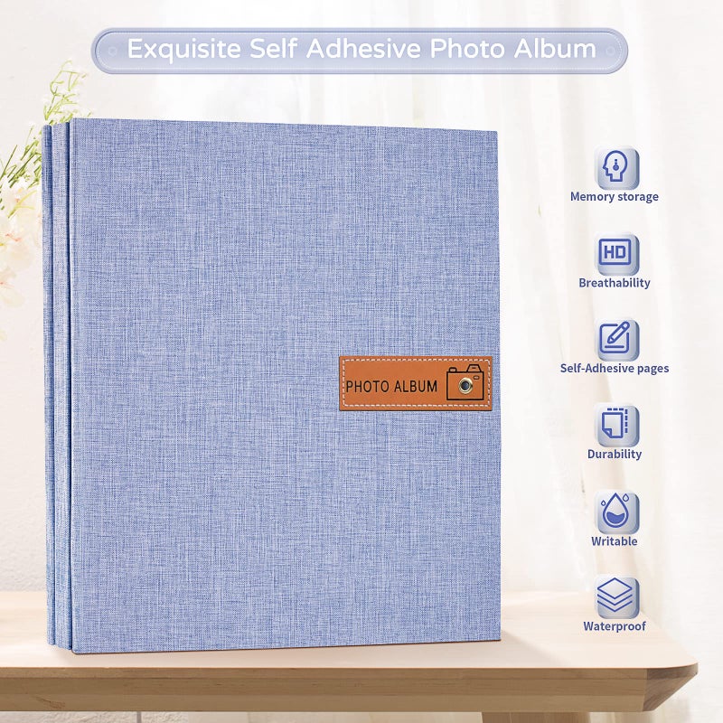 Popotop Large Photo Album Self Adhesive 4x6 5x7 8x10 Scrapbook Album DIY Picture Book Gifts for Mom Family Baby and Wedding with Metal Pen and Plastic Board - Image 2