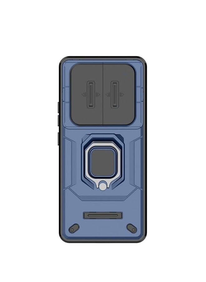 FLABOX Case for Honor X9c 5G (Hon X60 PRO 5G )  Case, Slide Lens Camera Protection [Built-in Kickstand] Magnetic Metal Ring Holder Heavy Duty TPU+PC Shockproof Phone Case (Blue) - Image 2