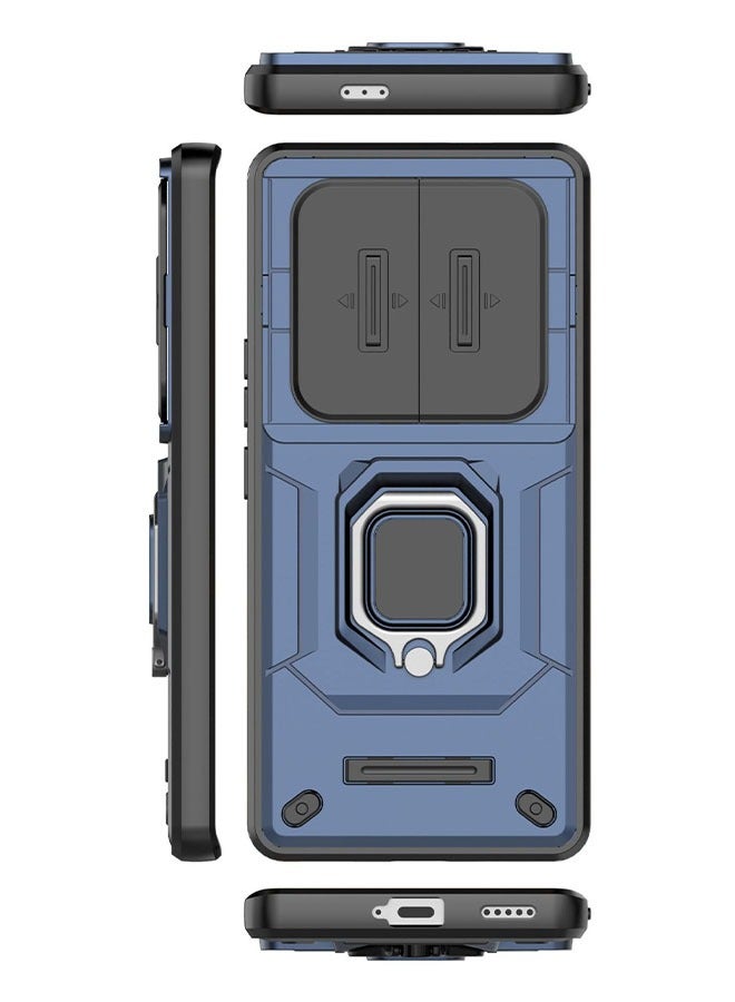 FLABOX Case for Honor X9c 5G (Hon X60 PRO 5G )  Case, Slide Lens Camera Protection [Built-in Kickstand] Magnetic Metal Ring Holder Heavy Duty TPU+PC Shockproof Phone Case (Blue) - Image 4