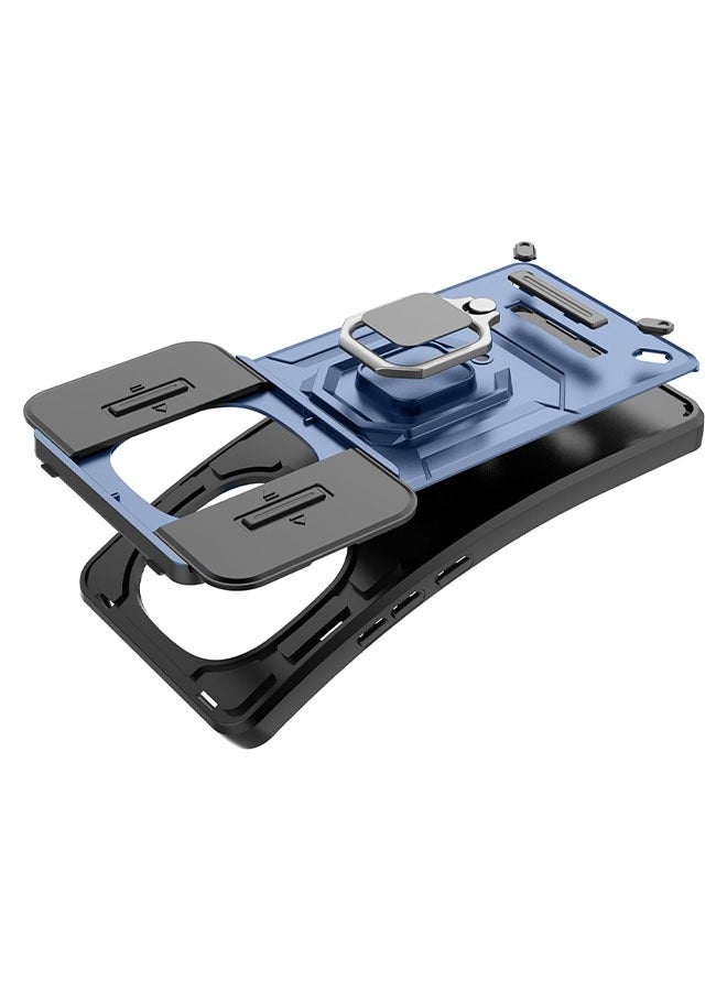 FLABOX Case for Honor X9c 5G (Hon X60 PRO 5G )  Case, Slide Lens Camera Protection [Built-in Kickstand] Magnetic Metal Ring Holder Heavy Duty TPU+PC Shockproof Phone Case (Blue) - Image 5