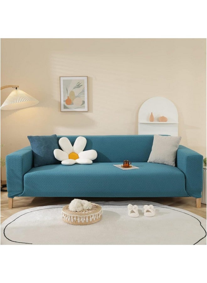 House of Quirk Universal Double Seater Polar Fleece 220 GSM Fabric Sofa Cover Flexible Stretch Sofa Slipcover (Teal, Double Seater) - Image 1