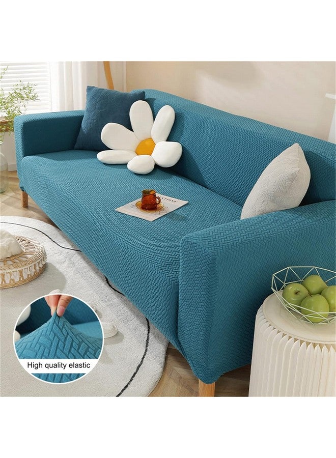 House of Quirk Universal Double Seater Polar Fleece 220 GSM Fabric Sofa Cover Flexible Stretch Sofa Slipcover (Teal, Double Seater) - Image 2