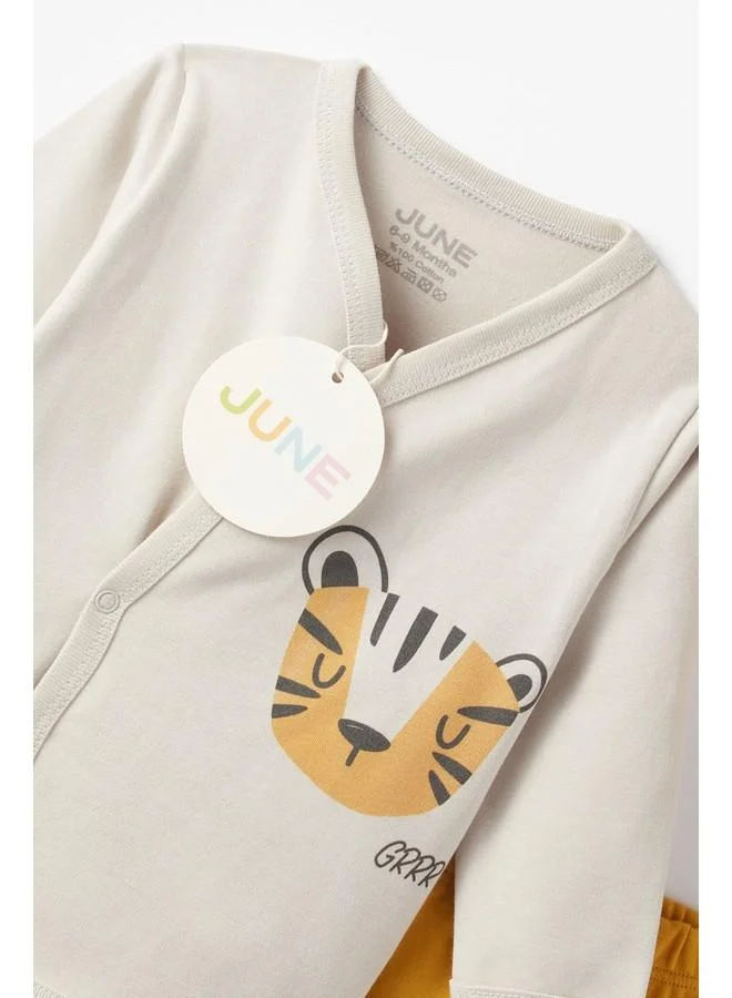 JUNE June Baby Animal Print 5-Pack Set Beige - Mustard