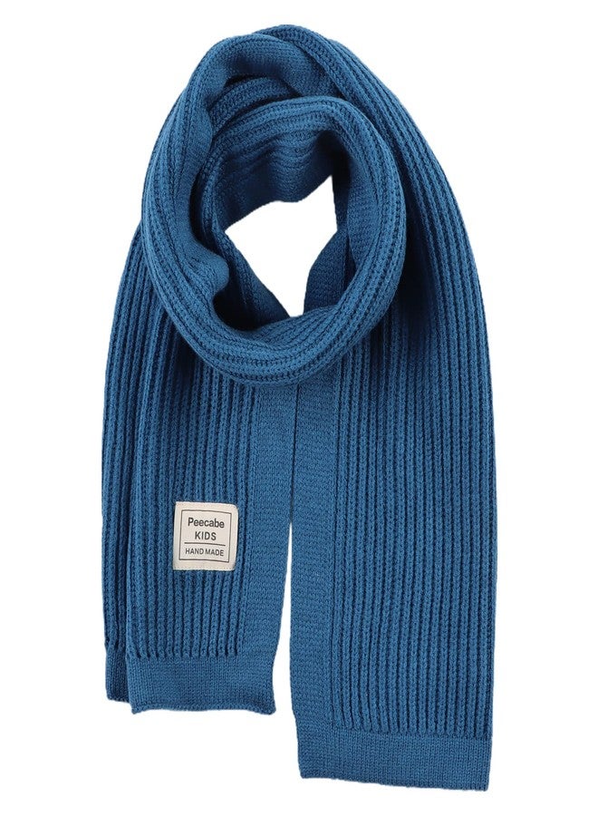 Peecabe Kids Scarf Soft Warm Knit Neck Warmer Winter Classic Scarf for Boys Girls (Denim Blue) - Image 1