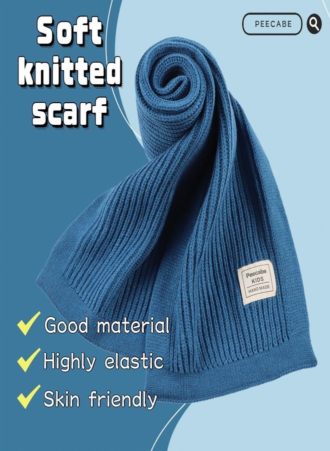 Peecabe Kids Scarf Soft Warm Knit Neck Warmer Winter Classic Scarf for Boys Girls (Denim Blue) - Image 3