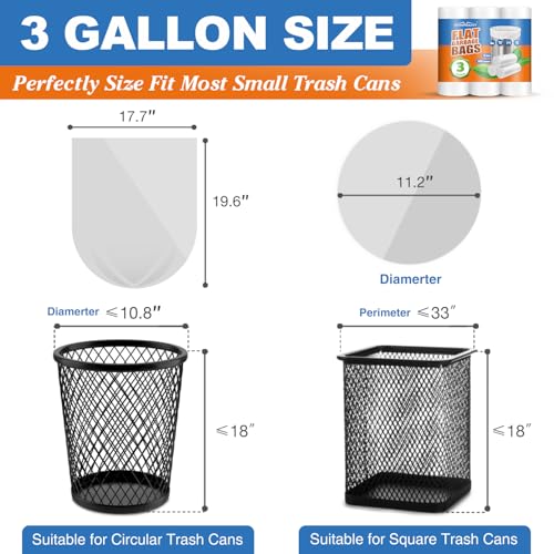 Charmount 3 Gallon Small Trash Bags, 104 Count – Unscented Clear Mini Garbage Bags for Bathroom, Office, Kitchen, 15L Wastebasket Liners - Image 2