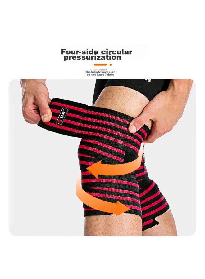 Tmt Fitness Squat Knee Brace, Sports Joint Elastic Band, Sports Protective Gear, Men's And Women's Deadlift Leg Strap, Meniscus Support, Red - Image 2