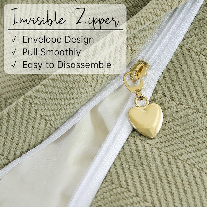 ZWJD Sage Green Pillow Covers 24x24 Set of 2 Chenille Throw Pillow Covers with Elegant Design Soft and Luxurious Decorative Throw Pillows for Couch, Bed, and Home Decor - Image 3